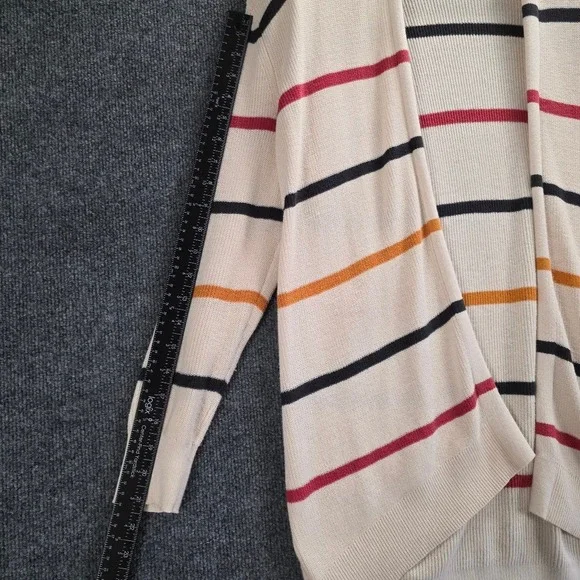 LOFT Outlet Striped Open Front‎ Cardigan Sweater Women's Size S Beige Red Orange - Picture 8 of 10